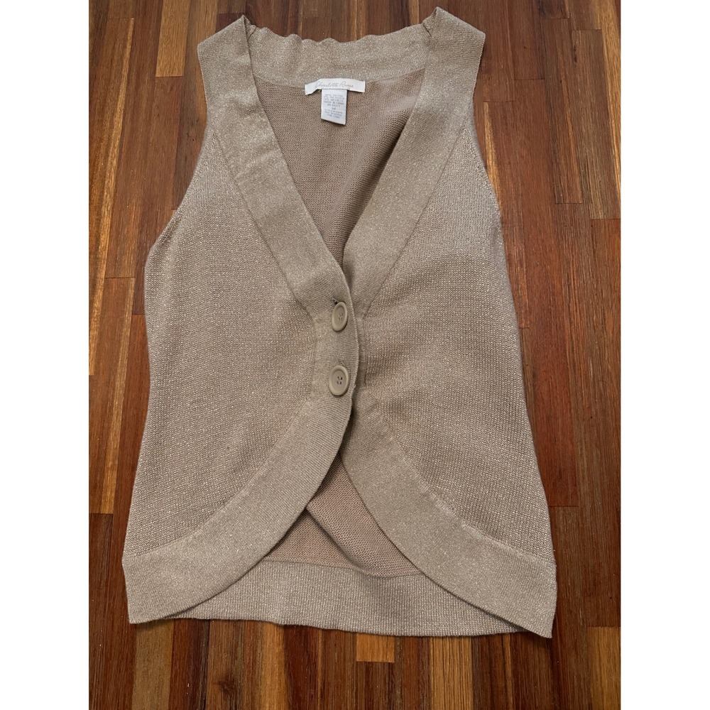 Charlotte Russe Sweater Vest Women M Gold Excellent Metallic Knit Sleeveless